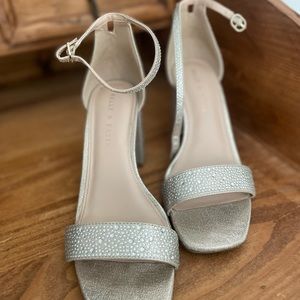 Party Gold Metallic Rhinestone heels used once size 9. Heel is 3.5 in